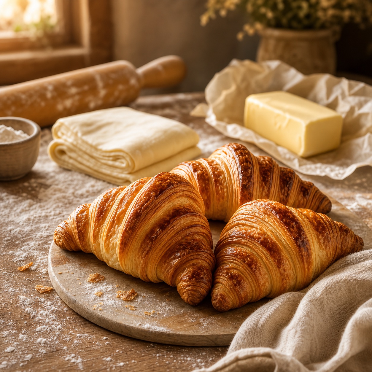 Flaky croissants for a home pastry baking plan