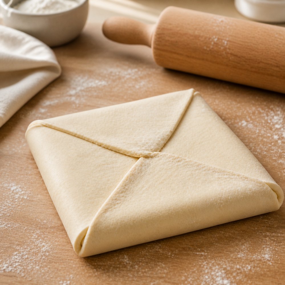 Pastry dough locked around butter